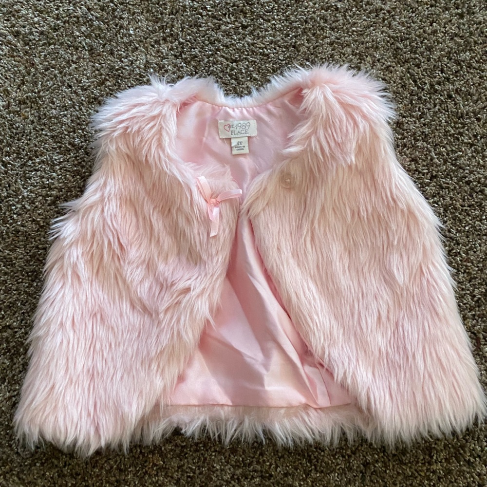 Baby pink fuzzy vest toddler